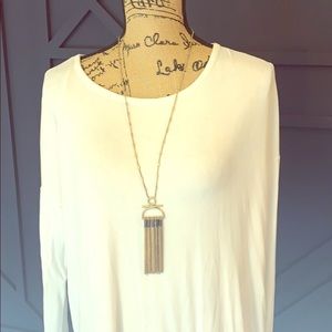 Stella & Dot brushed Gold Long Necklace